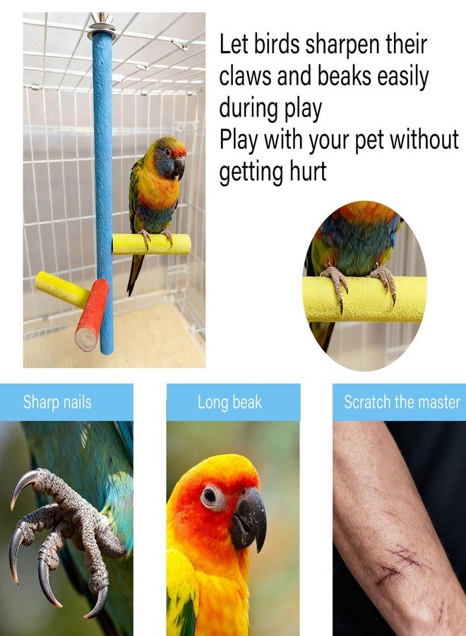 Hamiledyi Bird Perch Stand Toy Parrot Multi Branch Paw Grinding Stick Cage Accessories Playground Exercise Toys for Parakeet Cockatiel Conures Lovebird Finch - Image 3